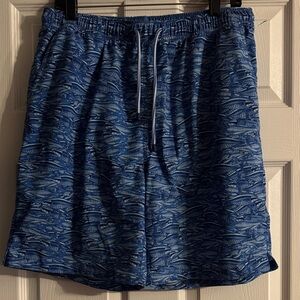 Peter Millar Navy Patterned Swim Trunks